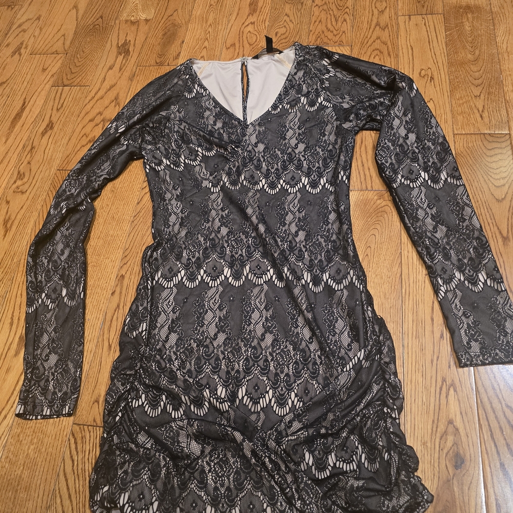 BCBGMaxAzria Black Lace Long Sleeve Dress